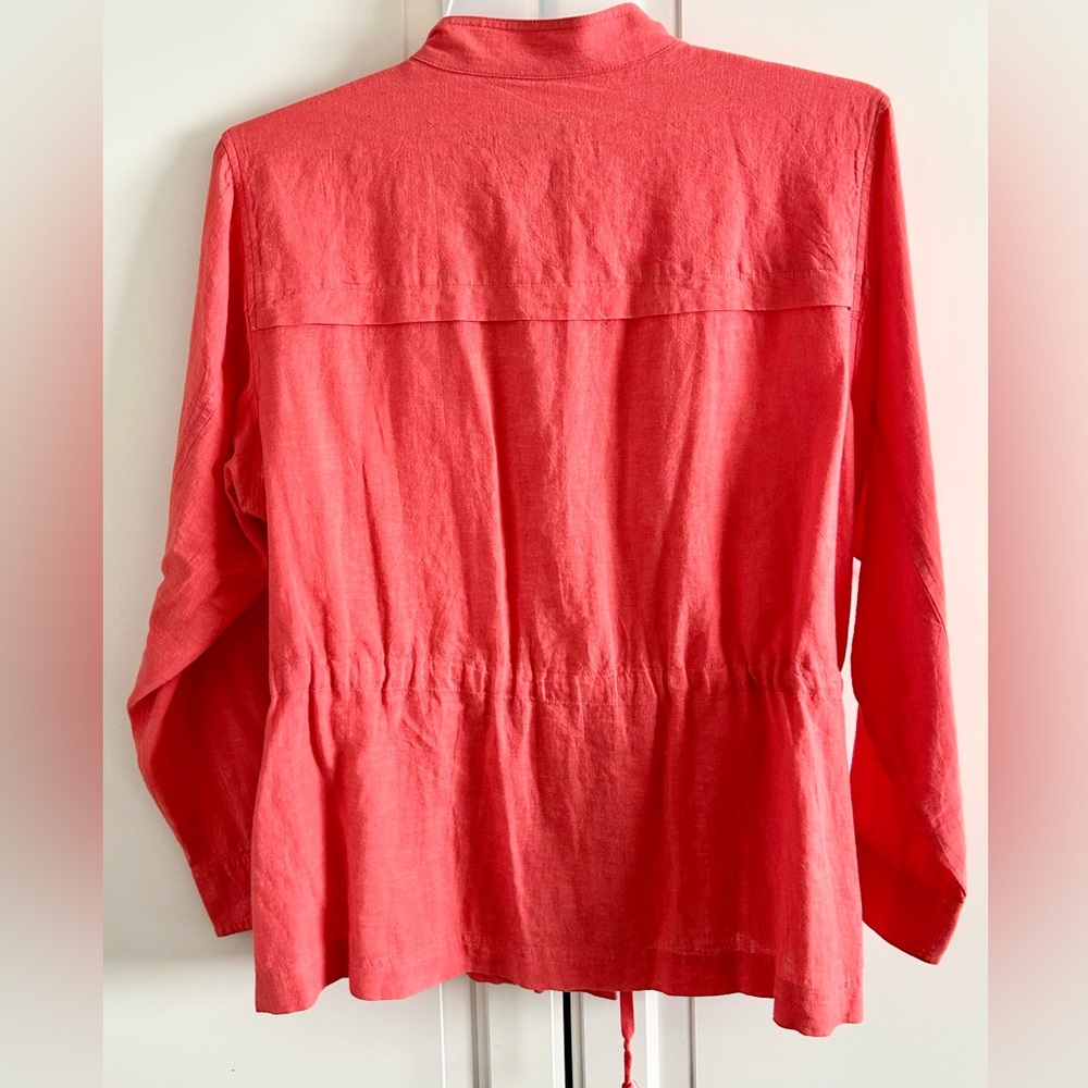 CHRISTOPHER & BANKS linen blend light jacket - coral P/XL - Picture 3 of 5